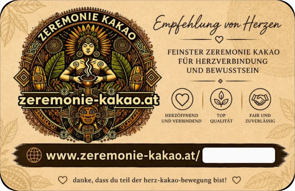 Empfehlungskärtchen von Zeremonie-Kakao